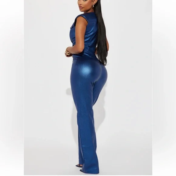 Guest List Metallic Jumpsuit - Blue - Picture 2 of 6